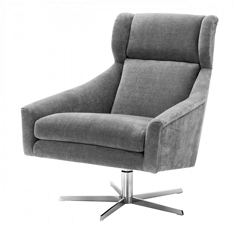 Кресло Eichholtz Swivel Chair Nara Никель Серый Кресло Eichholtz Swivel Chair Nara Никель Серый в Челябинске | Loft Concept