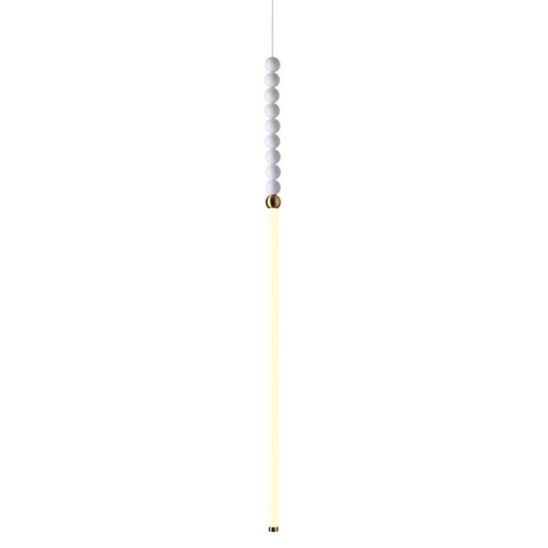 Подвесной светильник тонкий с белыми шариками PEARLS Suspension Бронза Белый в Челябинске | Loft Concept 