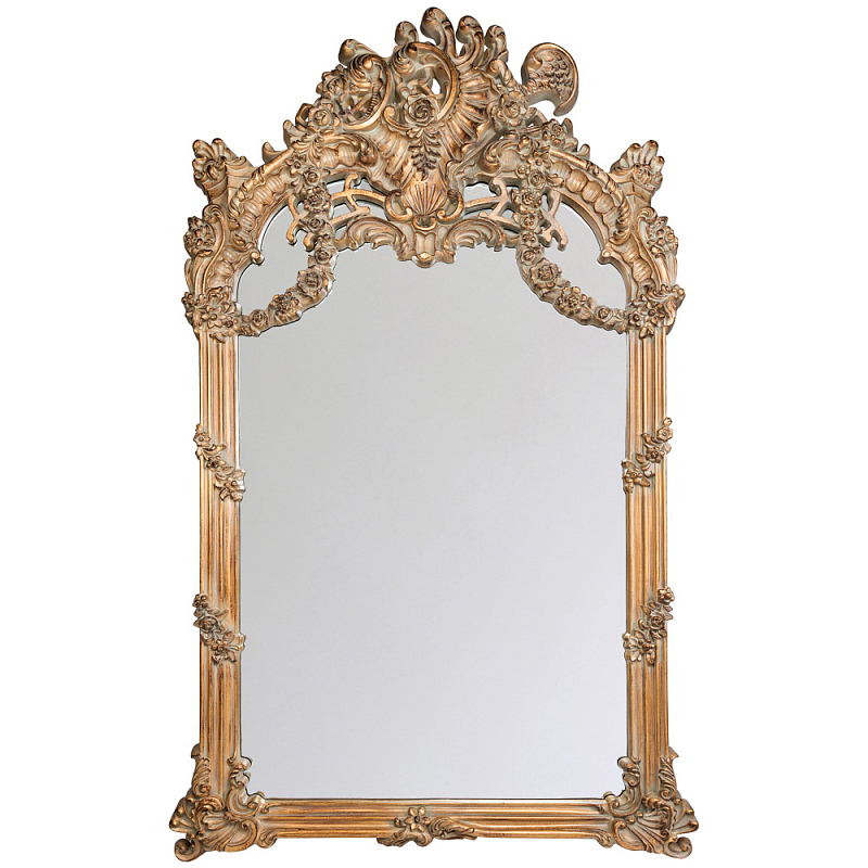 Зеркало настенное в ажурной раме с эффектом старины Classic Ornament Mirror Светло-коричневый Зеркало настенное в ажурной раме с эффектом старины Classic Ornament Mirror Светло-коричневый в Челябинске | Loft Concept