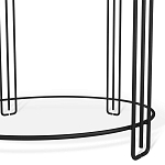 Стол журнальный круглый с серой столешницей из стекла на 4-х черных ножках Gray and Gold Marble варинант исполнения - 4 | Loft Concept в Челябинске