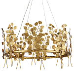 Люстра круглая золотая с декором в виде веток эвкалипта Eucalyptus Branches варинант исполнения - 1 | Loft Concept в Челябинске