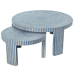Комплект журнальных столов с инкрустацией Stripes Set of two tables blue варинант исполнения - 1 | Loft Concept в Челябинске
