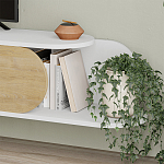 ТВ-тумба подвесная белая с полкой и откидной дверцей цвета древесины TONE TV STAND WHITE варинант исполнения - 4 | Loft Concept в Челябинске