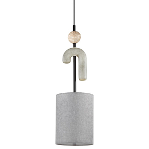 Подвесной светильник с серым тканевым плафоном Flourish