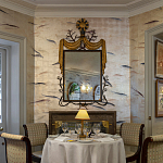 Обои ручная роспись Fishes Blue Pearl on Tarnished Silver gilded silk with pearlescent antiquing варинант исполнения - 6 | Loft Concept в Челябинске