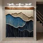 Текстильный Арт-объект на стену ручной работы из веревок Blue Mountains варинант исполнения - 2 | Loft Concept в Челябинске