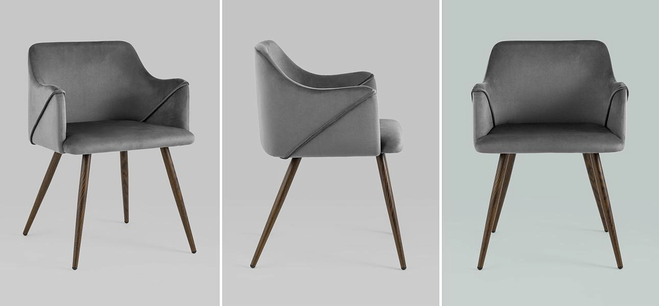 Стул Monarch Chair Серый Велюр Стул Monarch Chair Серый Велюр - Loft-Concept в Челябинске