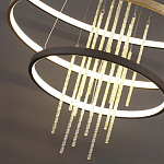 Люстра подвесная с 3-мя круглыми подвесами в черном и золотистом цвете и вертикальными подвесками Ring Horizontal варинант исполнения - 3 | Loft Concept в Челябинске