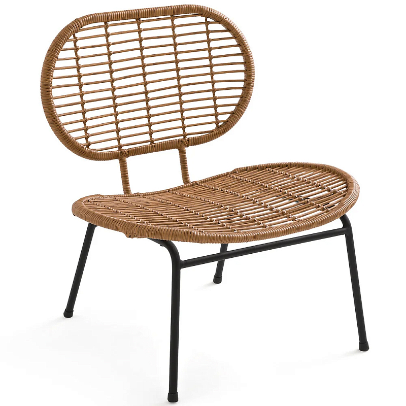 Садовое кресло из искусственного ротанга Mills Rattan Wicker Chair Коричневый Черный в Челябинске | Loft Concept 