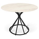 Стол обеденный с круглой керамической столешницей песчаного цвета Sand Ceramics варинант исполнения - 1 | Loft Concept в Челябинске