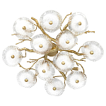 Потолочная люстра круглая ветвистыми бронзовыми элементами и стеклянными рифлеными дисками Textured Glass Chandelier варинант исполнения - 1 | Loft Concept в Челябинске