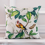 Декоративная подушка бежевая с изображением птица в саду Blooming Birds варинант исполнения - 2 | Loft Concept в Челябинске