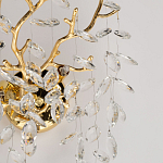 Бра золотого цвета с декоративными ветвями и прозрачными подвесками в форме листьев Droplet Chandelier варинант исполнения - 6 | Loft Concept в Челябинске