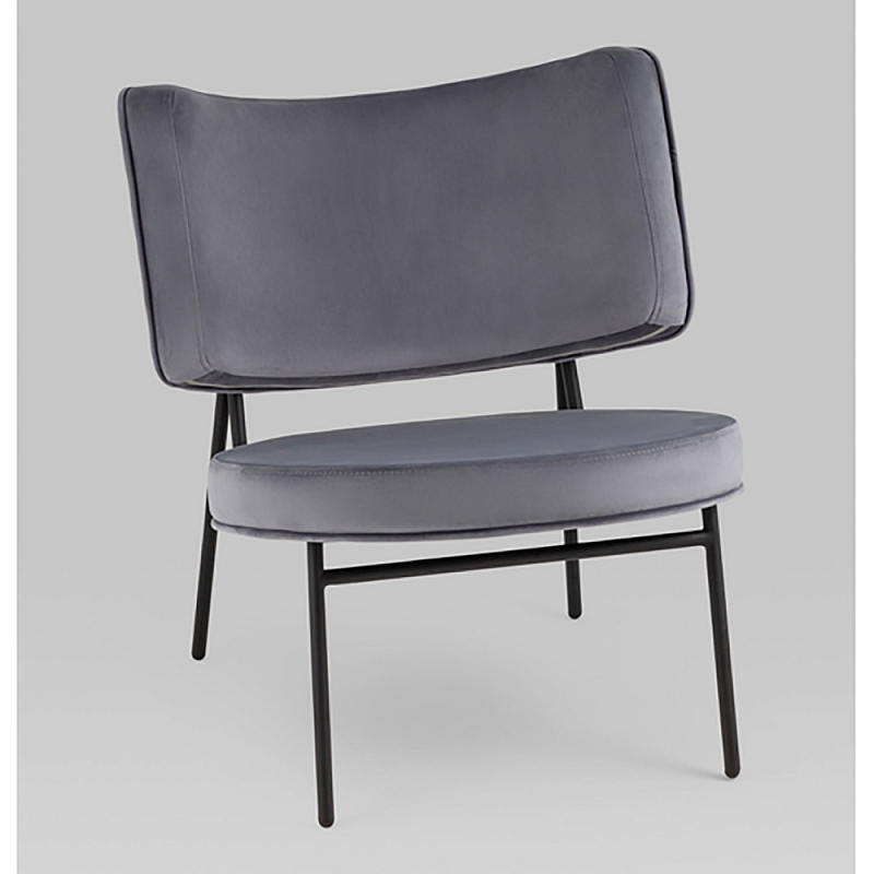 Мини-кресло District Lounge велюр серый Серый Черный в Челябинске | Loft Concept 