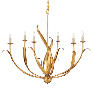 Люстра с декором в виде тонких листьев Long Thin Golden Leaves