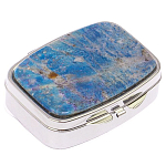 Таблетница карманная прямоугольная на 2 отделения с зеркалом и накладкой из натурального камня Лазурит Silver Stone Pillboxes варинант исполнения - 1 | Loft Concept в Челябинске