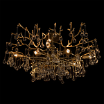 Потолочная люстра в виде ветвей деревьев золотого цвета с прозрачными подвесками-каплями Droplet Chandelier варинант исполнения - 4 | Loft Concept в Челябинске