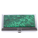 Визитница карманная металлическая с накладкой из натурального камня Малахит Stone Business Card Holders  варинант исполнения - 1 | Loft Concept в Челябинске