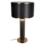 Настольная лампа с чёрным тканевым абажуром и металлическим корпусом золотого цвета Golden Arc варинант исполнения - 2 | Loft Concept в Челябинске