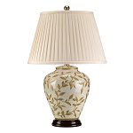 Настольная лампа с фарфоровым основанием бежевого цвета с рисунком и плиссированным абажуром на темной подставке Elstead Lighting варинант исполнения - 6 | Loft Concept в Челябинске