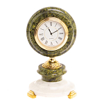 Часы настольные бронзовые из натуральных камней Мрамор и Змеевик Stone Clock варинант исполнения - 10 | Loft Concept в Челябинске