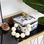 Фарфоровая шкатулка с бронзовой стрекозой Blue and White варинант исполнения - 7 | Loft Concept в Челябинске