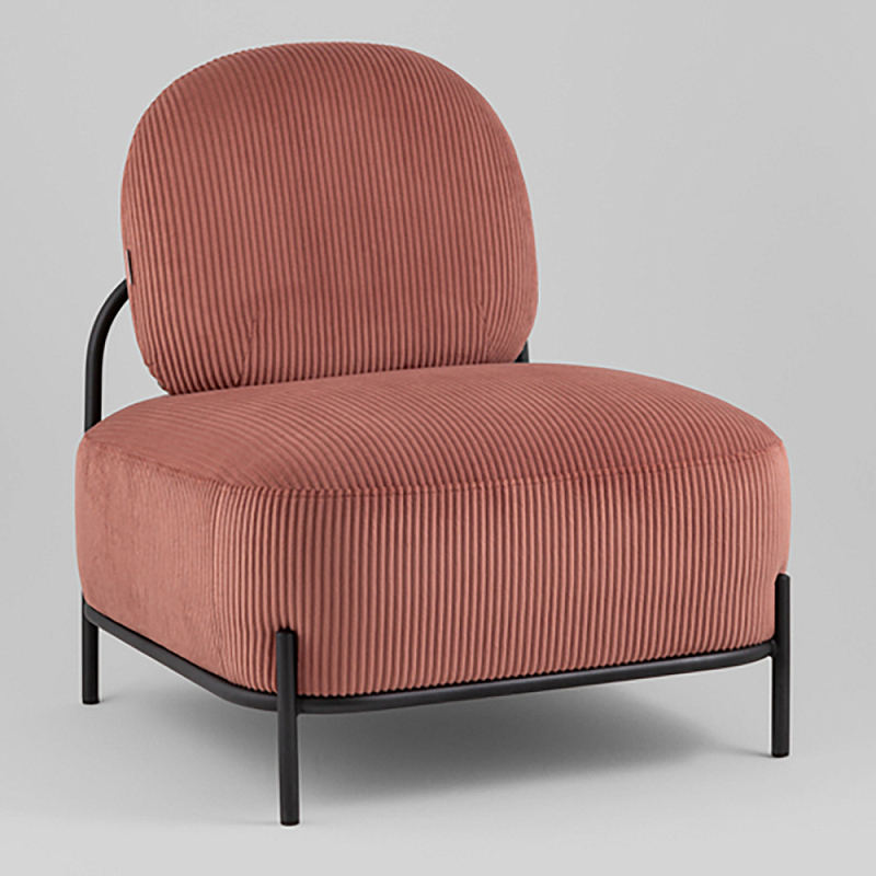 Кресло Стоун велюр рельефный коралловый Коралловый Черный в Челябинске | Loft Concept 