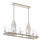 Люстра прямоугольная цвета латунь с прозрачными рифлеными цилиндрическими плафонами Kichler варинант исполнения - 11 | Loft Concept в Челябинске