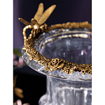 Ваза из прозрачного стекла на бронзовой подставке с ободком и ручками в виде стрекоз Eden Garden варинант исполнения - 5 | Loft Concept в Челябинске