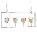 Люстра белая прямоугольная с абажурами в виде цветков тюльпана White Tulips варинант исполнения - 2 | Loft Concept в Челябинске