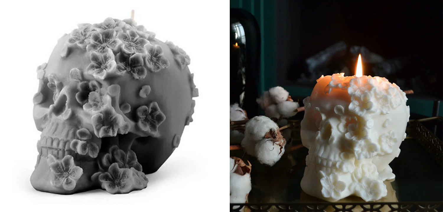 Свеча Gray Flowers Skull Свеча Gray Flowers Skull - Loft-Concept в Челябинске