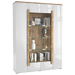 Шкаф-витрина с белым глянцевым фасадом 4-х дверная Grace of Furniture варинант исполнения - 1 | Loft Concept в Челябинске
