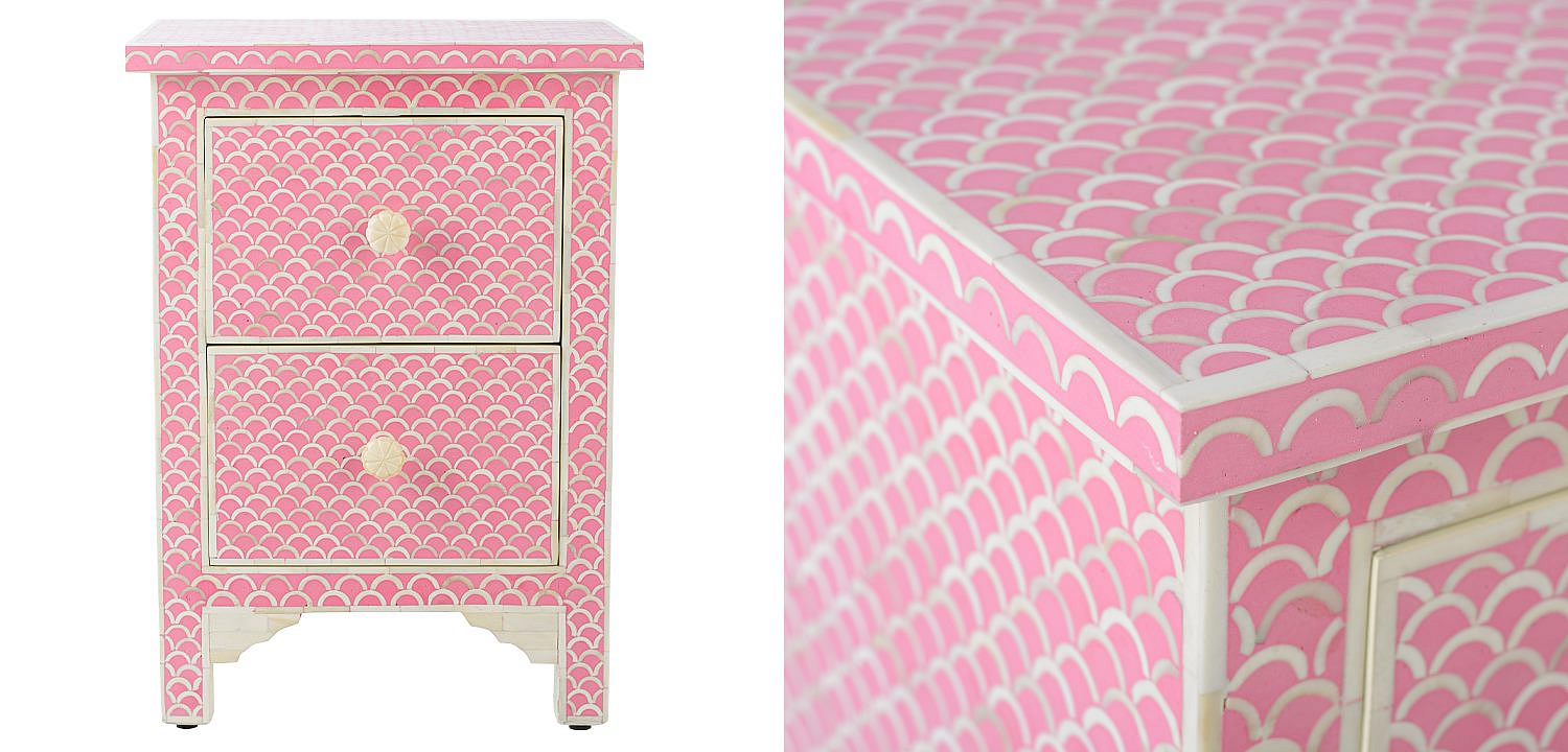 Тумбочка Pink Indian Bone Inlay nightstand Тумбочка Pink Indian Bone Inlay nightstand - Loft-Concept в Челябинске