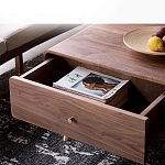 Кофейный стол из дерева с ящиком и нишей для хранения Coffee Walnut Table варинант исполнения - 7 | Loft Concept в Челябинске