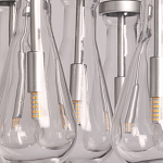 Люстра с 7-ю прозрачными плафонами из стекла в форме капли на круглом потолочном основании цвета хром Lucid Rain  варинант исполнения - 9 | Loft Concept в Челябинске