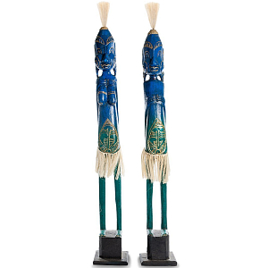 Комплект из 2-х деревянных статуэток Asmat Statuettes Blue Green