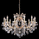 Люстра подвесная с 12-ю лампочками и прозрачными хрустальными подвесками на основании золотого цвета Crystal lamps варинант исполнения - 1 | Loft Concept в Челябинске