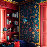 Обои с вышивкой ручной работы Flora Rio colourway on Liso Pine wool sateen варинант исполнения - 1 | Loft Concept в Челябинске