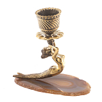 Подсвечник из натурального камня агат светло-коричневый Stone Candlestick варинант исполнения - 3 | Loft Concept в Челябинске