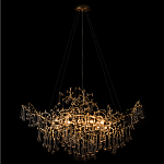 Подвесная люстра в виде ветвей деревьев золотого цвета с прозрачными подвесками-каплями 10 и 14 ламп Droplet Chandelier варинант исполнения - 2 | Loft Concept в Челябинске