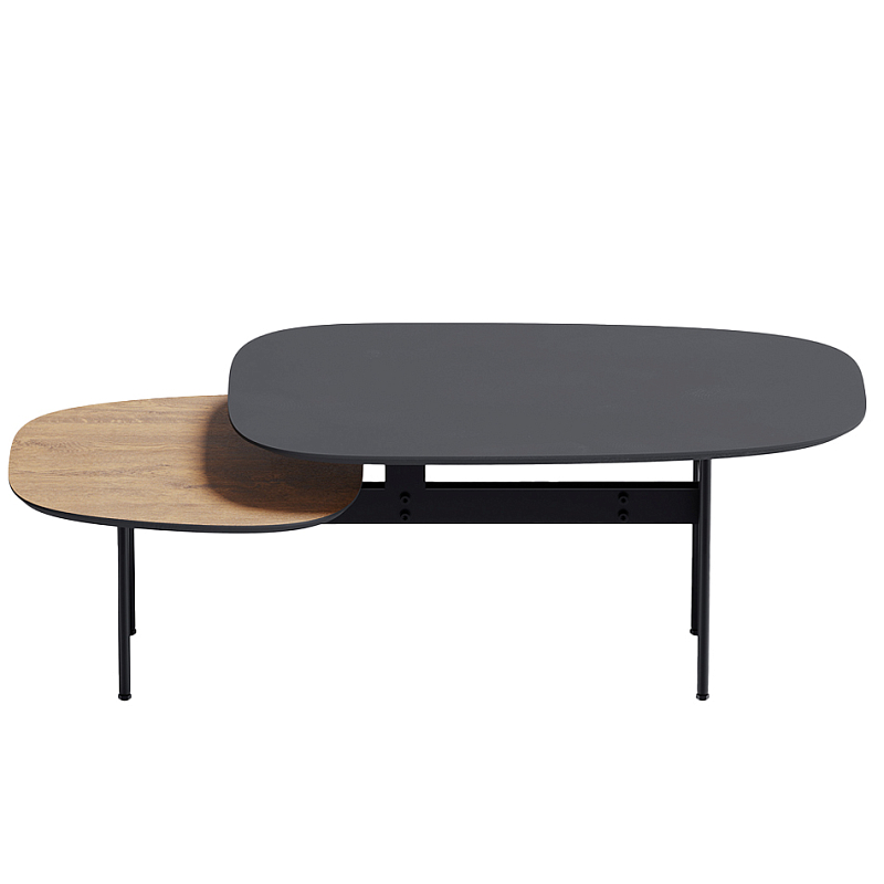 Step журнальный столик из натурального дуба и металла Черный Светлый дуб в Челябинске | Loft Concept 