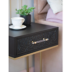 Приставной столик с резным узором на выдвижном ящике Black Table Carved Pattern варинант исполнения - 6 | Loft Concept в Челябинске