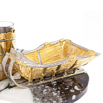 Икорница со стопками с декором "Рыбак с санями" с гравировкой на подставке из натуральных камней Агат Мрамор Decorative Cavair Dishes варинант исполнения - 6 | Loft Concept в Челябинске
