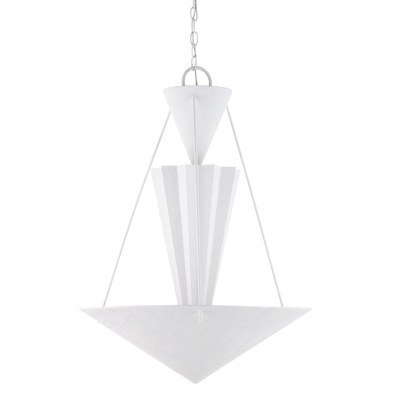Люстра светодиодная белая геометрической формы с рифленым плафоном White Geometric Lamps Белый в Челябинске | Loft Concept 