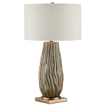 Настольная лампа с фактурным корпусом и тканевым абажуром Smooth Peaks варинант исполнения - 3 | Loft Concept в Челябинске