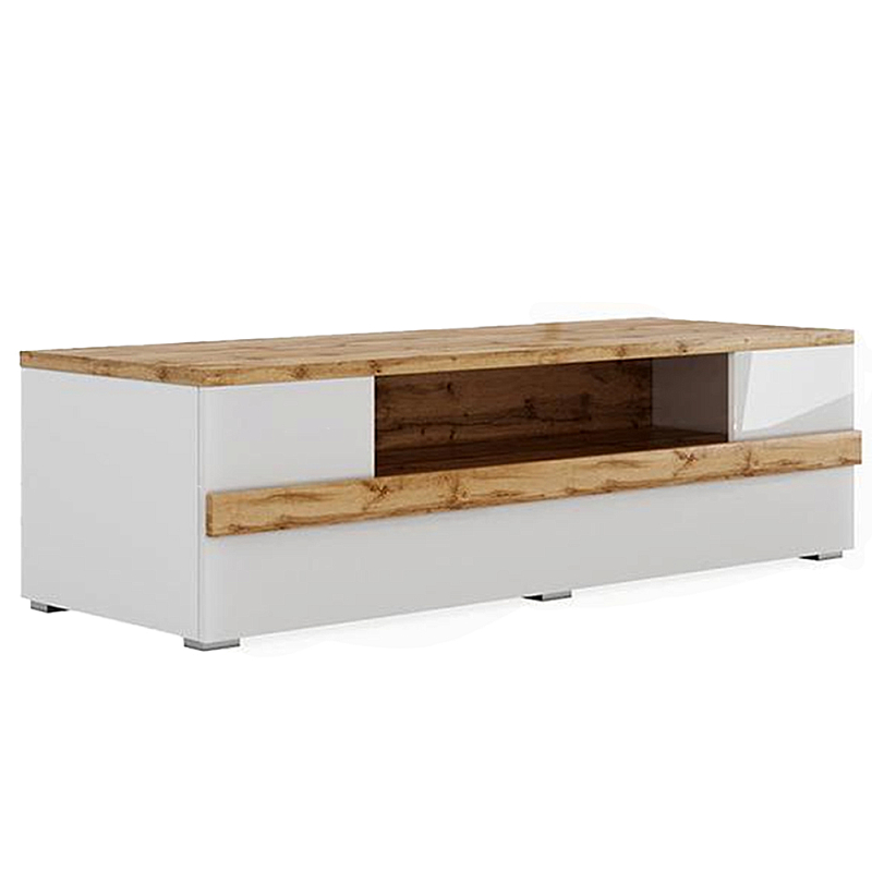 ТВ-тумба с белым глянцевым фасадом Grace of Furniture Глянцевый белый Дуб вотан ТВ-тумба с белым глянцевым фасадом Grace of Furniture Глянцевый белый Дуб вотан в Челябинске | Loft Concept