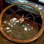 Часы настенные деревянные с римскими цифрами бронзового цвета Clock with History варинант исполнения - 3 | Loft Concept в Челябинске