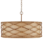 Подвесной светильник  из кованого железа и абажуром из ротанга Wicker Furniture варинант исполнения - 3 | Loft Concept в Челябинске