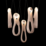 Подвесной светильник белого цвета с 6-ю изогнутыми плафонами Flow Loop варинант исполнения - 7 | Loft Concept в Челябинске