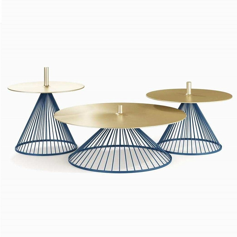Кофейный стол Lucerne cocktail table Латунь Синий Кофейный стол Lucerne cocktail table Латунь Синий в Челябинске | Loft Concept